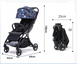 Three folding luxury aluminium tube easy operating with 3 section canopy EN standard stroller