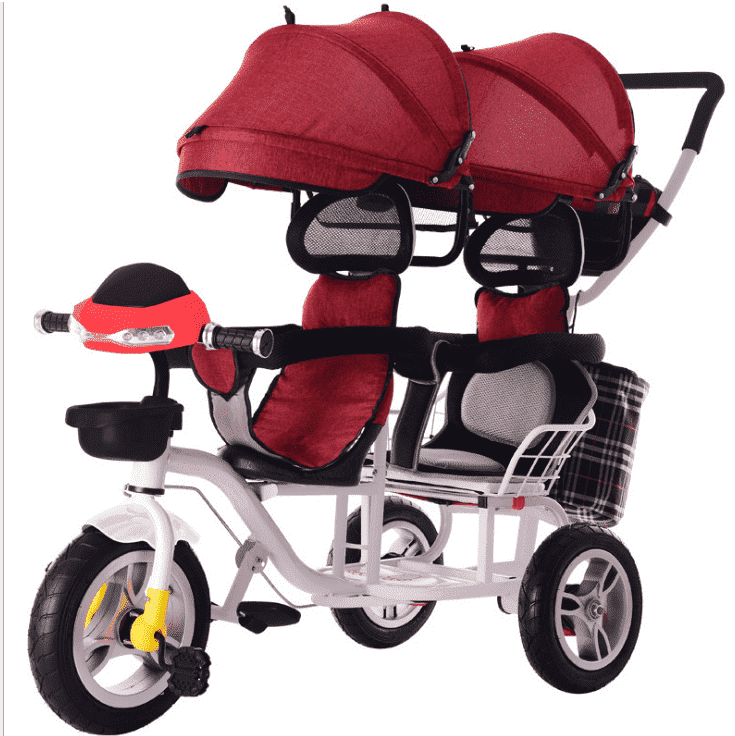 Best quality 3 wheels bicycle with basket for children / cheap price baby twins tricycle / double seat kids trike for sale