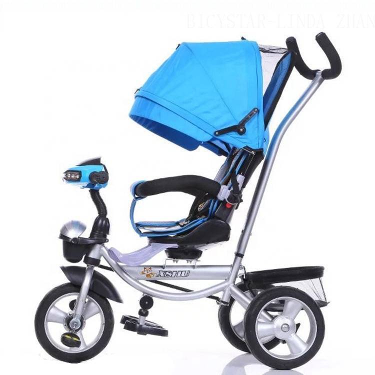 High quality new baby tricycle stroller air tire/1 year baby cycle CE EN71/3 wheel children’s tricycle push bar back basket