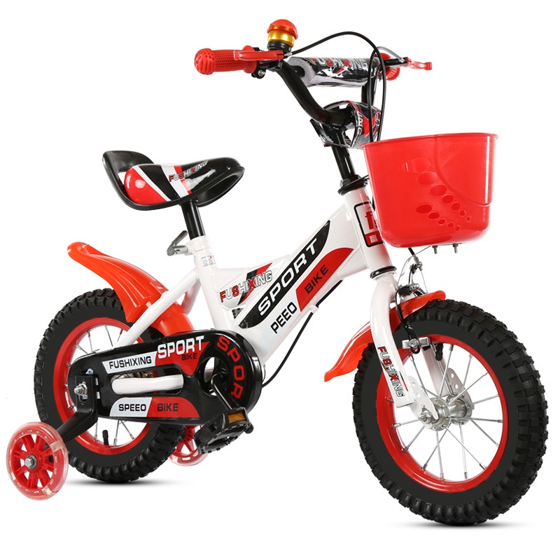Customized adjustable function 4 wheels kids children bicycle with basket and bell